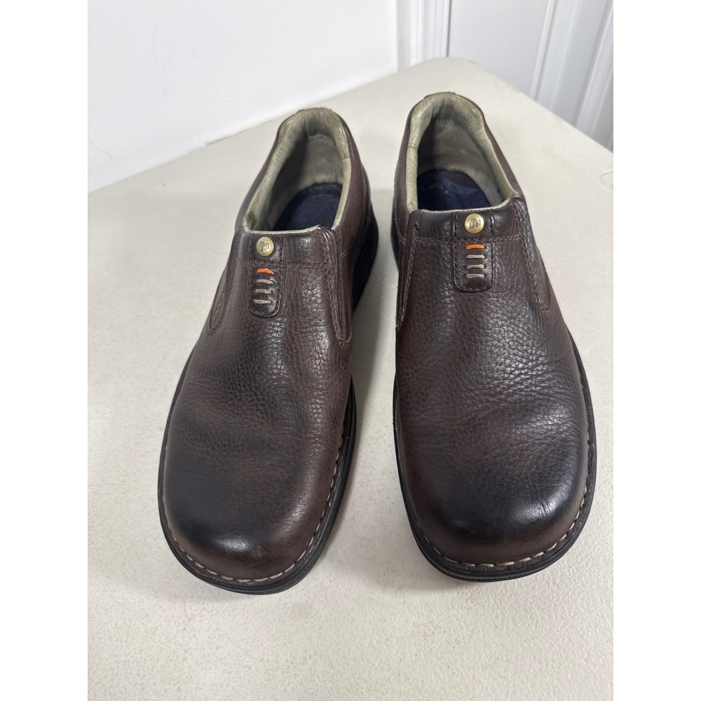 Merrell World Legend Mens Dark Brown Pebbled Leather Slip On Loafers Shoes 10.5